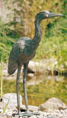 Bronzefigur Graureiher 53cm Bronze Fischreiher Gartenfigur Rottenecker