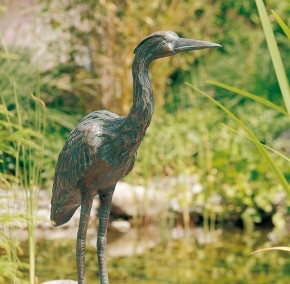 Bronzefigur Graureiher 53cm Bronze Fischreiher Gartenfigur Rottenecker