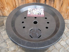 PE Becken mit GFK Deckel Ø 66 cm 90 Liter + Stütze für Quellsteine Wasserspiele