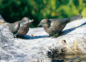 Bronzefigur Vogel nach oben schauend L10cm Bronze Gartenfigur Rottenecker