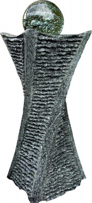 Quellstein Swirl 60cm Granit Gartenbrunnen mit dreh. Glaskugel Komplettset