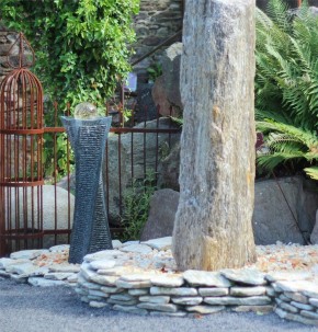 NUR ABHOLUNG! Quellstein Swirl 100cm Granit Gartenbrunnen mit dreh. Glaskugel Komplettset
