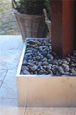 Cordon Säulen Trio 120cm Cortenstahlbrunnen Edelrost Design Terrassenbrunnen