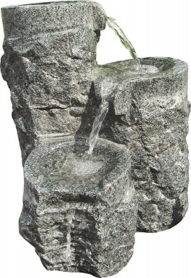NUR ABHOLUNG! Wasserspiel SET Shugan 3er Säulen 45cm Granit anthrazit Gartenbrunnen inkl. Pumpe
