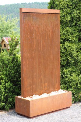 Wasserwand Cordon Gigant 220 Cortenstahl Gartenbrunnen Edelrost Design