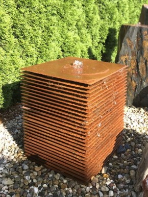 Cortenstahl Säule Lamelle 60 Edelrost Gartenbrunnen Springbrunnen Komplettset