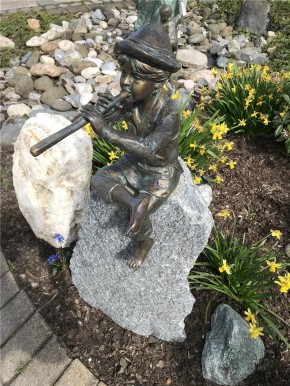 Wasserspeier Flötenspieler Johann 43cm als Wasserspiel Bronze Skulptur Rottenecker