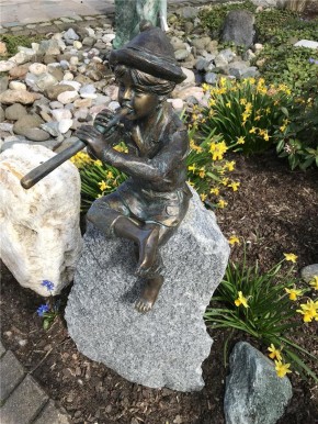 Wasserspeier Flötenspieler Johann 43cm als Wasserspiel Bronze Skulptur Rottenecker