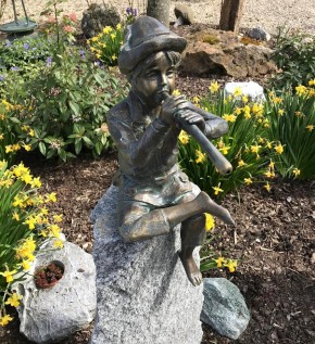 Wasserspeier Flötenspieler Johann 43cm als Wasserspiel Bronze Skulptur Rottenecker