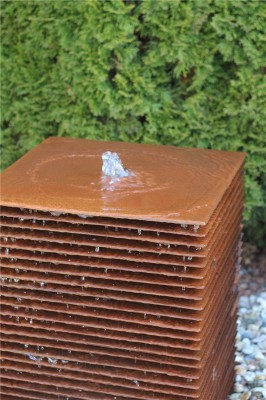 Cortenstahl Säule Lamelle 60 Edelrost Gartenbrunnen Springbrunnen Komplettset
