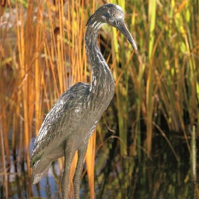 Bronzefigur Graureiher 56cm Bronze Fischreiher Gartenfigur Rottenecker