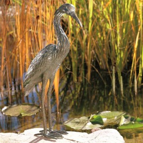 Bronzefigur Graureiher Set 56cm Bronze Fischreiher Gartenfigur Rottenecker