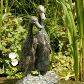 Bronzefigur Laufenten 27cm Bronze Gartenfigur Wasserspeier Rottenecker