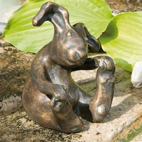 Bronzefigur Hase Kasper 14cm Gartenfigur Bronze Rottenecker Ostern Dekoration