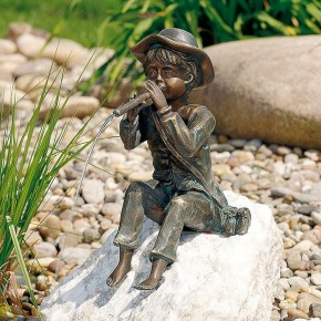 Wasserspeier Flötenspieler Toni 32cm Bronze Gartenfigur Teichfigur Rottenecker