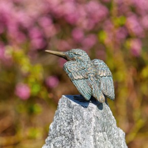 Bronzefigur Eisvogel 8cm Flügel offen Gartenfigur Bronze Skulptur Rottenecker
