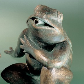 Gute-Laune Frosch 12cm Bronze Gartenfigur Wasserspeier Rottenecker