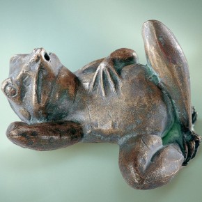 Fauler Frosch 8cm Bronze Gartenfigur Teichfigur Wasserspeier Rottenecker