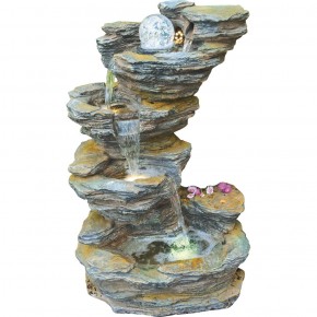 Fudong Wasserfall 86cm Polystone Gartenbrunnen Schiefer Optik Springbrunnen