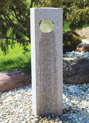 Wasserspiel SET Quellstein Joy 120cm Granit Gartenbrunnen mit dreh. Glaskugel