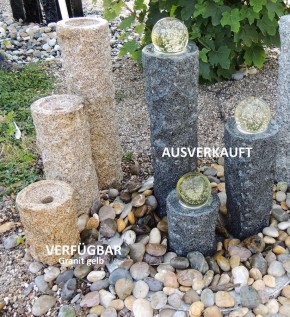 AUSSTELLUNGSSTÜCK - NUR ABHOLUNG! Wasserspiel SET 3er Säulen Ninda 60cm Granit gelb Gartenbrunnen Komplettset