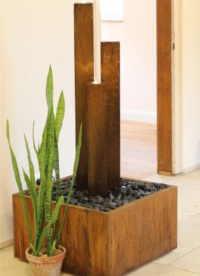 Metallbrunnen Trio Säulen 135 Cortenstahl Edelrost Springbrunnen