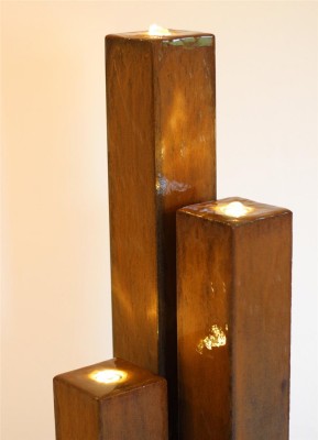 Metallbrunnen Trio Säulen 135 Cortenstahl Edelrost Springbrunnen