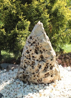 Wasserspiel SET Quellstein Monolith 105cm Marmor Travertin Gartenbrunnen