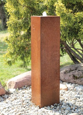 Cortenstahl Säule 150cm Edelrost Gartenbrunnen Springbrunnen Komplettset