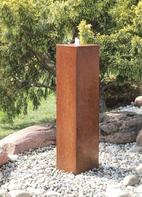 Cortenstahl Säule 125cm Edelrost Gartenbrunnen Springbrunnen Komplettset