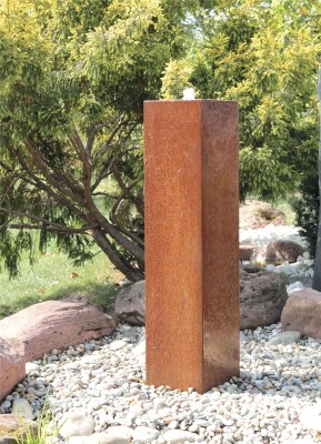 Cortenstahl Säule 125cm Edelrost Gartenbrunnen Springbrunnen Komplettset