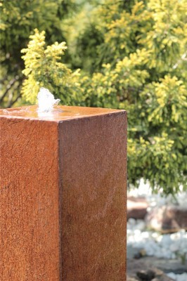Cortenstahl Säule 125cm Edelrost Gartenbrunnen Springbrunnen Komplettset