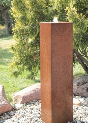 Cortenstahl Säule 150cm Edelrost Gartenbrunnen Springbrunnen Komplettset
