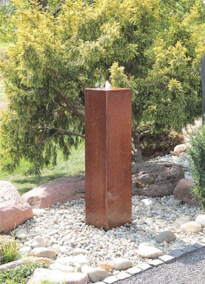 Cortenstahl Säule 125cm Edelrost Gartenbrunnen Springbrunnen Komplettset