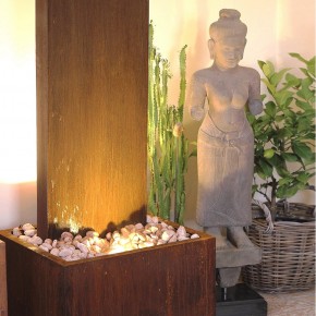 Zimmerbrunnen Cordon 180 Wasserwand Cortenstahl Edelrost-Design