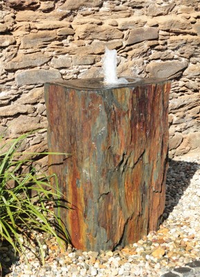 VERKAUFT! Quellstein Säule Schiefer 100cm mit Quellschale Gartenbrunnen Springbrunnen Komplettset