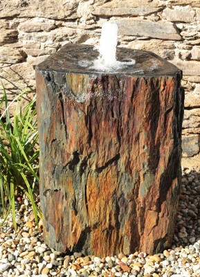 VERKAUFT! Quellstein Säule Schiefer 100cm mit Quellschale Gartenbrunnen Springbrunnen Komplettset