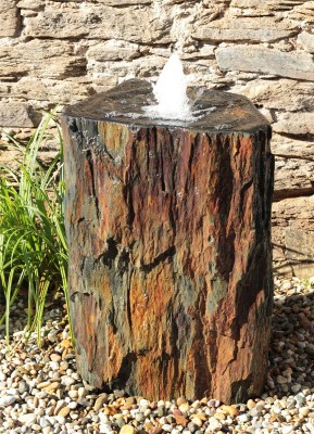 VERKAUFT! Quellstein Säule Schiefer 100cm mit Quellschale Gartenbrunnen Springbrunnen Komplettset