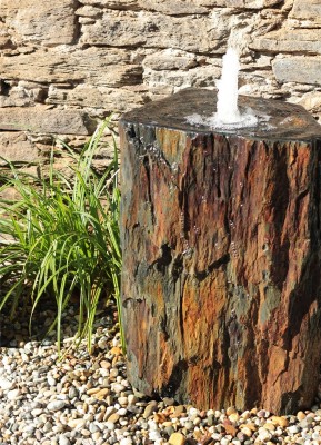 VERKAUFT! Quellstein Säule Schiefer 100cm mit Quellschale Gartenbrunnen Springbrunnen Komplettset