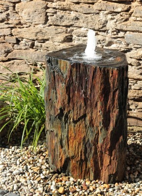 VERKAUFT! Quellstein Säule Schiefer 100cm mit Quellschale Gartenbrunnen Springbrunnen Komplettset