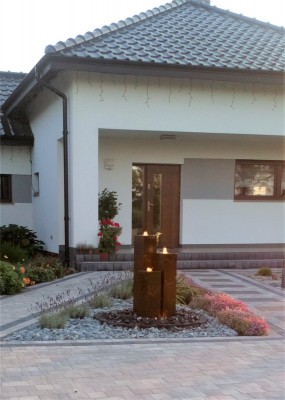 Cortenstahl Säulen Trio 100/20 Edelrost Gartenbrunnen Springbrunnen Komplettset