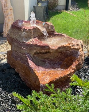 VERKAUFT! Quellstein Bachlauf Onyx Flamingo L110cm mit Quellschalen Gartenbrunnen Springbrunnen Komplettset