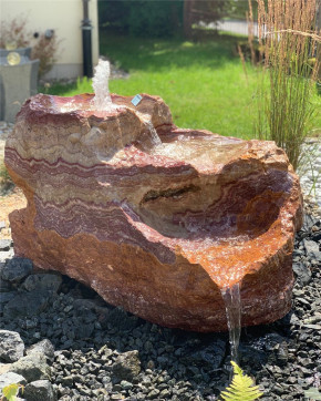 VERKAUFT! Quellstein Bachlauf Onyx Flamingo L110cm mit Quellschalen Gartenbrunnen Springbrunnen Komplettset