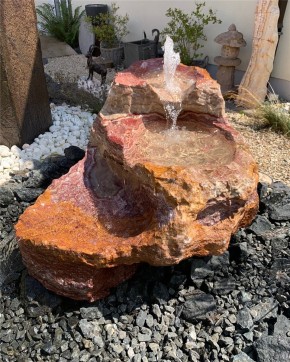 VERKAUFT! Quellstein Bachlauf Onyx Flamingo L110cm mit Quellschalen Gartenbrunnen Springbrunnen Komplettset