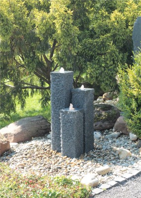 Granitbrunnen Säulen Trio 100/20 Granit Gartenbrunnen Springbrunnen Komplettset