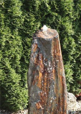 VERKAUFT! Quellstein Schiefer Monolith 140cm Gartenbrunnen Springbrunnen Komplettset