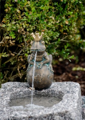 Bronzefigur Froschkönig Leopold 20cm Bronze Gartenfigur Wasserspeier Rottenecker