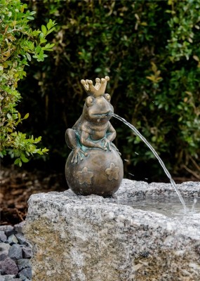 Bronzefigur Froschkönig Leopold 20cm Bronze Gartenfigur Wasserspeier Rottenecker