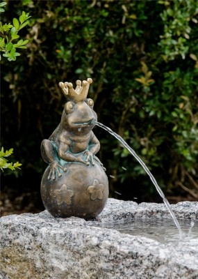 Bronzefigur Froschkönig Leopold 20cm Bronze Gartenfigur Wasserspeier Rottenecker