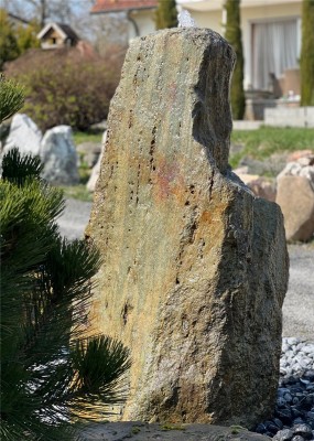 Quellstein Monolith Regenbogen Porphyr 165cm Gartenbrunnen Springbrunnen Komplettset